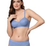 Accessorize Kingdom Women Cotton 2 Piece Bra and Panties Lingerie Set for Honeymoon | Anniversary | Everyday Bra Panty Combo (30, Light Blue)